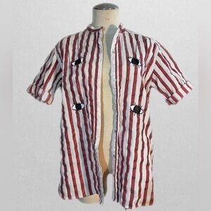 Zara Trafaluc Collection Striped Blouse with Eye Design